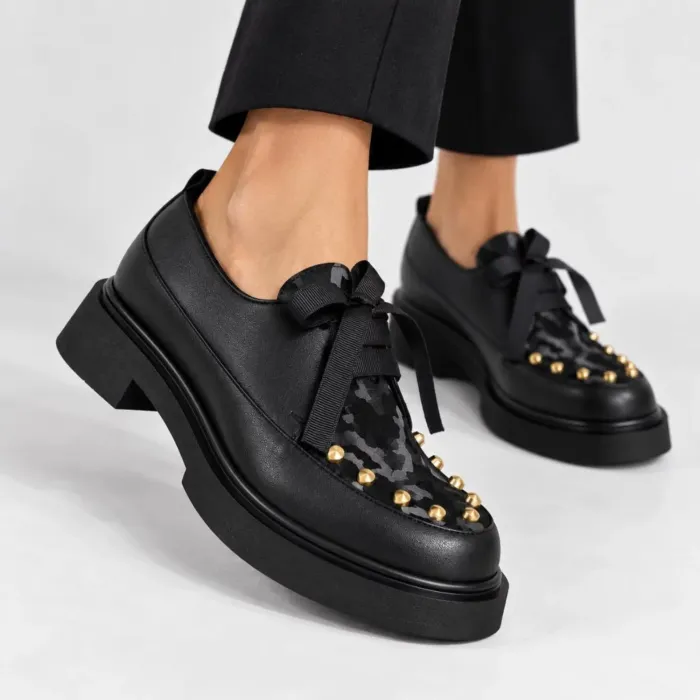 Pantofi casual Piele Naturala Negri Luke Mini picture - 2