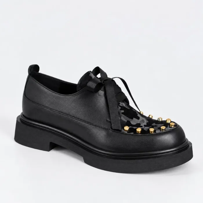 Pantofi casual Piele Naturala Negri Luke Mini picture - 4