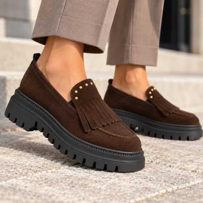 Pantofi casual Piele Naturala velur Maro Arven picture - 3