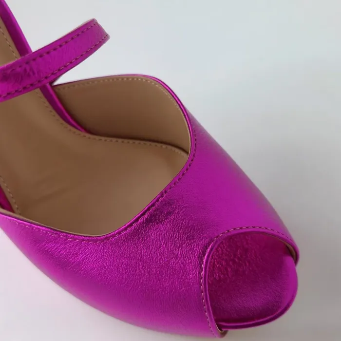 Sandale cu platou Piele Naturala fuxia Lavinia picture - 4