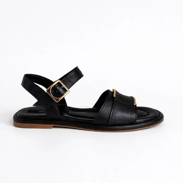 Sandale joase dama Piele Naturala Negre cu accente aurii Soft Noir picture - 4