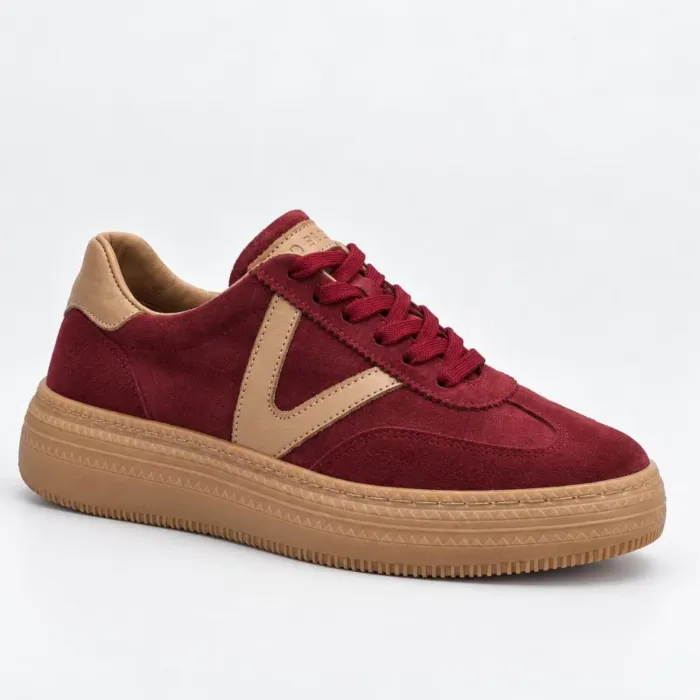 Sneakers damă din piele naturală Bordo Fredo picture - 3