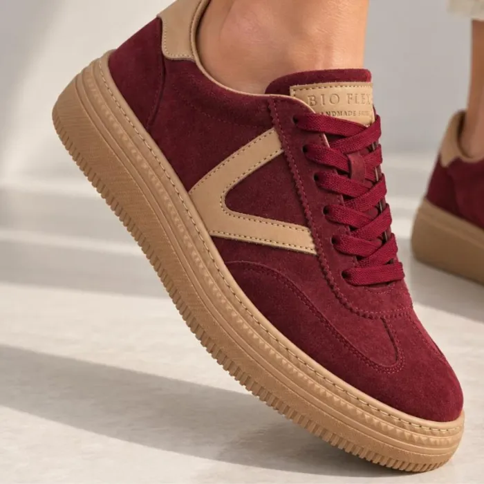 Sneakers damă din piele naturală Bordo Fredo picture - 5