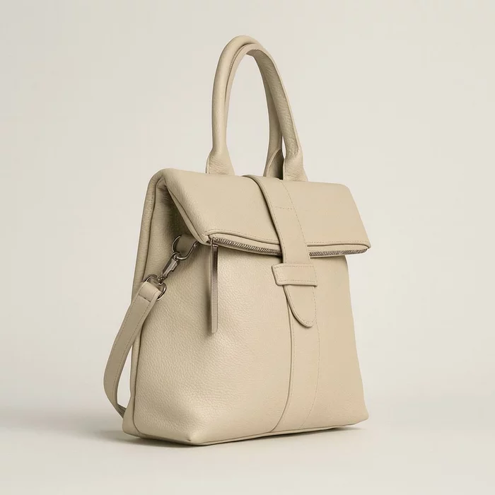 Rucsac dama Piele Naturala Bej Feli picture - 2