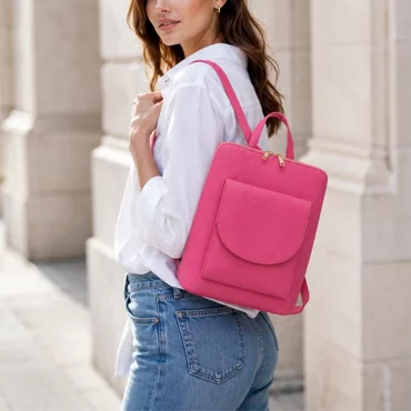 Rucsac dama Piele Naturala Fuxia Valencia