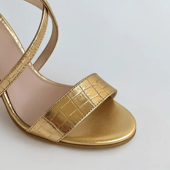 Sandale aurii din piele naturla Best picture - 3
