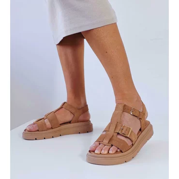 Sandale Casual Piele Naturala Bej cu barete Bia
