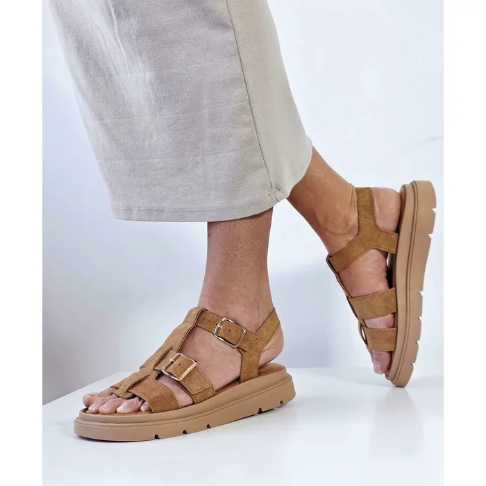 Sandale Casual Piele Naturala Bej cu barete Bia picture - 4