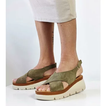 Sandale Casual Piele Naturala Kaki Dora