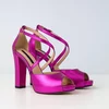 Sandale cu platou Piele Naturala fuxia Lavinia picture - 3