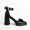 Sandale dama cu platforma si toc gros Piele Naturala Negre Midnight picture - 4