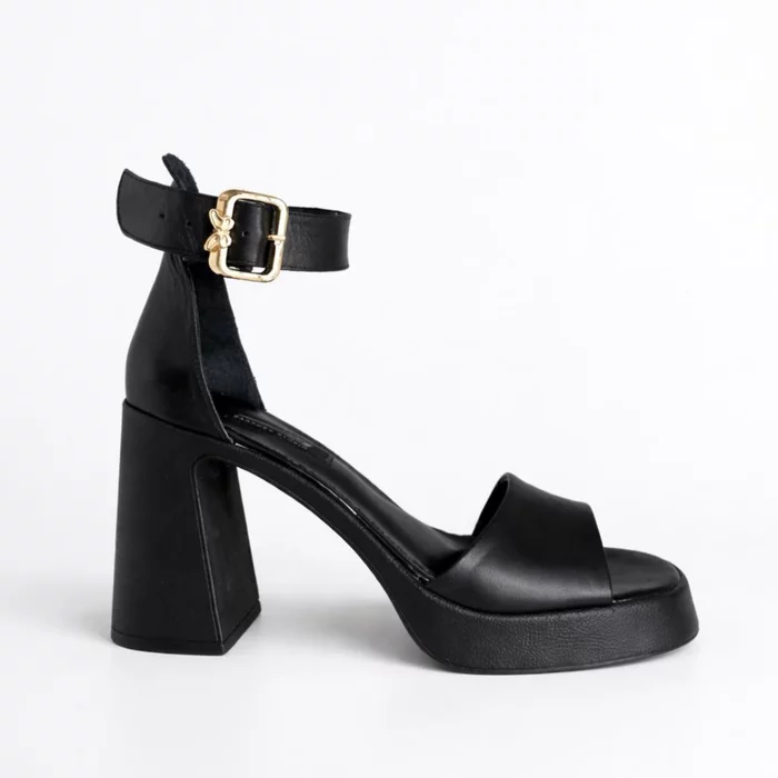 Sandale dama cu platforma si toc gros Piele Naturala Negre Midnight picture - 4