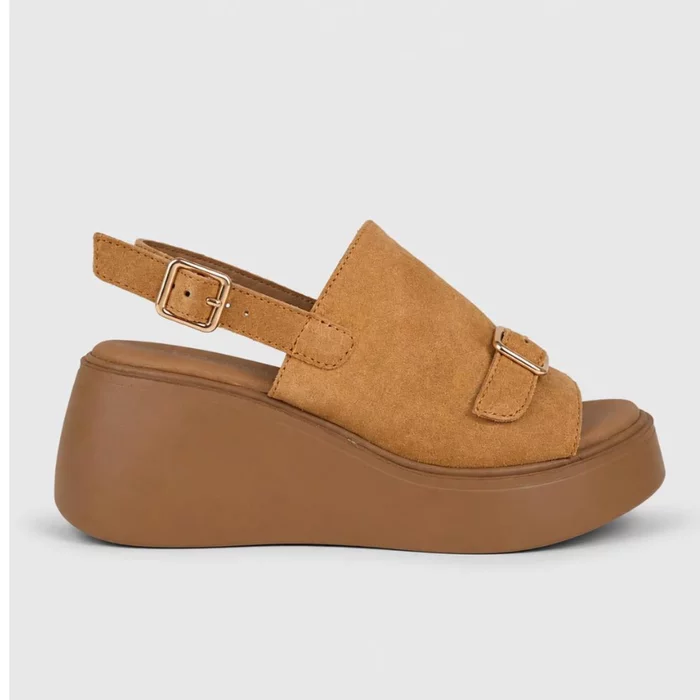 Sandale dama cu talpa platforma Piele Naturala Camel Tami picture - 2