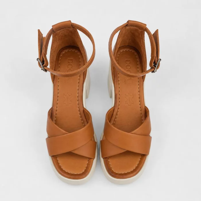 Sandale dama cu talpa platforma Piele Naturala Caramel Veya picture - 5