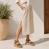 Sandale dama cu talpa platforma Piele Naturala cu textil Kaki Seraya picture - 3