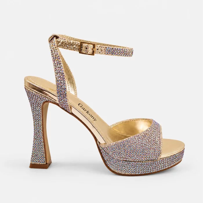 Sandale dama elegante cu platou Roz cu strasuri Desert picture - 2