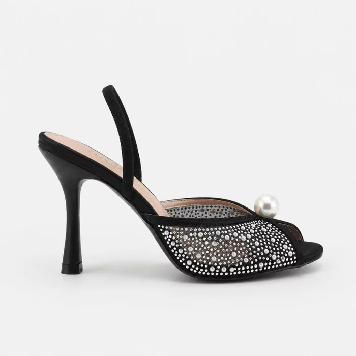 Sandale dama elegante cu strasuri Negre Perla picture - 2