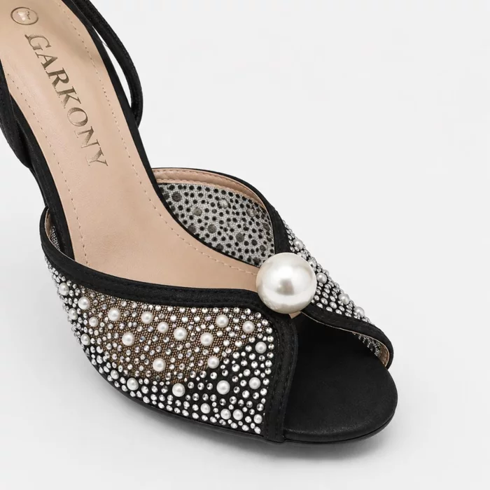 Sandale dama elegante cu strasuri Negre Perla picture - 4