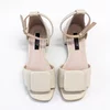 Sandale dama elegante Piele Naturala Crem cu toc mic Luna picture - 3