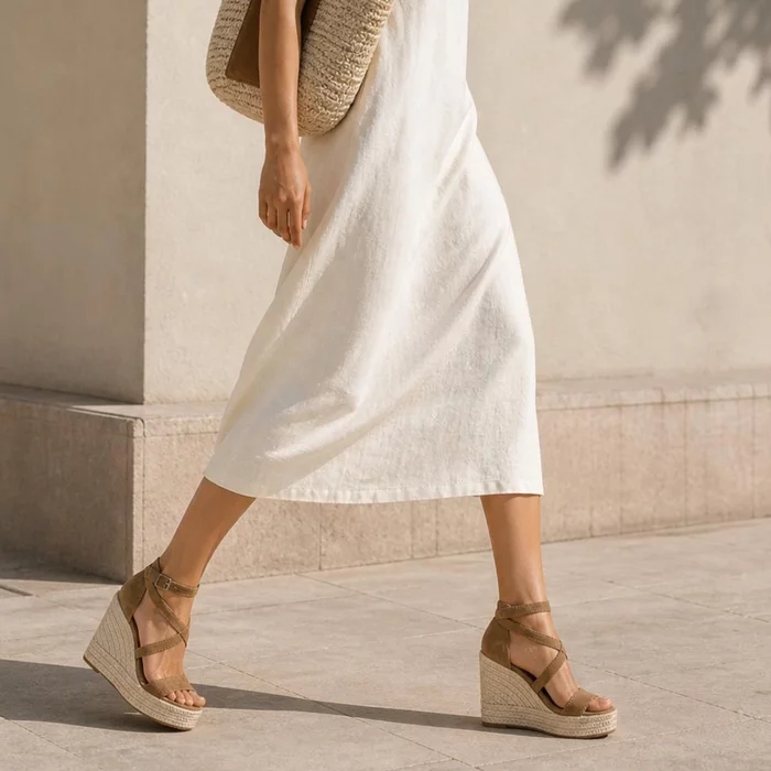 Sandale dama Espadrile cu Platforma si barete incrucisate Bej Solara picture - 3