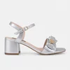 Sandale dama Piele Naturala Argintie toc comod cu fundita Bela picture - 1