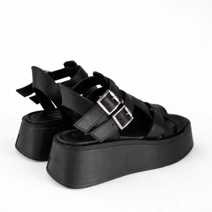 Sandale dama Piele Naturala Negre cu platforma si barete Shadow picture - 5