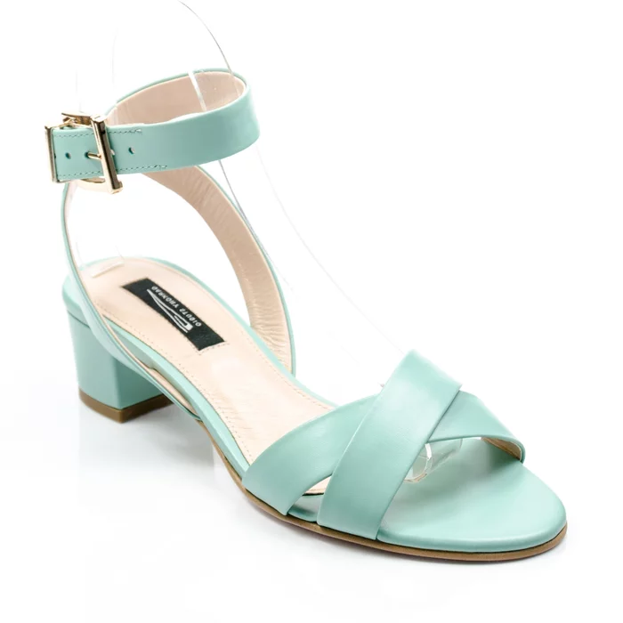 Sandale de dama piele verde pastel Sacha picture - 2