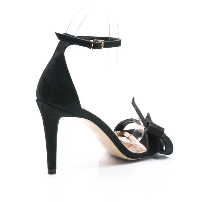 Sandale de ocazie piele intoarsa neagra Scarlet cu funda picture - 3