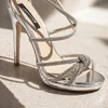 Sandale elegante cu platou argintii cu barete si strasuri Afrodita picture - 6