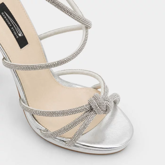 Sandale elegante cu platou argintii cu barete si strasuri Afrodita picture - 3