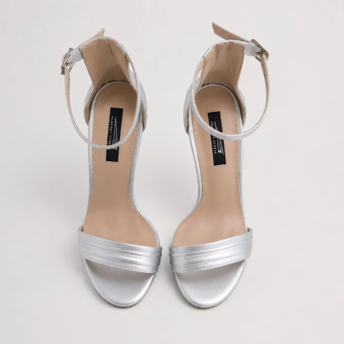 Sandale elegante de dama din  Piele Naturala Argintie Volare picture - 5