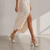 Sandale elegante din satin Alb cu perle Motion picture - 6