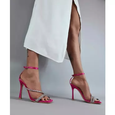 Sandale elegante fuxia cu barete si strasuri Euridice