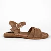 Sandale joase dama Piele Naturala Bej caramel cu accente aurii Soft picture - 4