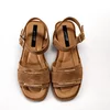 Sandale joase dama Piele Naturala Bej caramel cu accente aurii Soft picture - 5