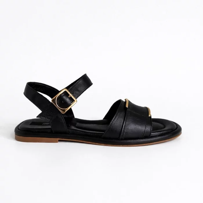 Sandale joase dama Piele Naturala Negre cu accente aurii Soft Noir picture - 4