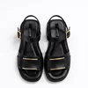 Sandale joase dama Piele Naturala Negre cu accente aurii Soft Noir picture - 5