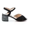 Sandale piele camoscio negru cu glitter Malvina picture - 1