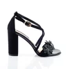 Sandale piele intoarsa neagra Best cu floricele picture - 1