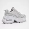 Sneakers dama talpa platforma Gri cu strasuri argintii Dusty picture - 3