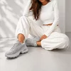 Sneakers dama talpa platforma Gri cu strasuri argintii Dusty picture - 2