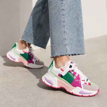 Sneakers dama talpa platforma piele eco multicolora Fuxia Bluma