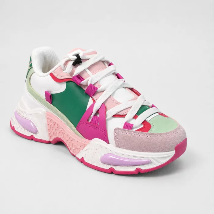 Sneakers dama talpa platforma piele eco multicolora Fuxia Bluma picture - 6