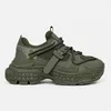 Sneakers dama talpa platforma piele eco si textil Kaki Simon picture - 1