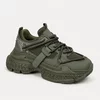 Sneakers dama talpa platforma piele eco si textil Kaki Simon picture - 3
