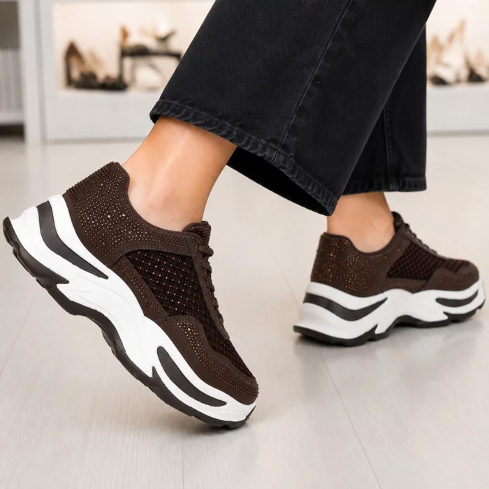 Sneakers dama talpa platforma piele eco si textil Maro Dony picture - 2