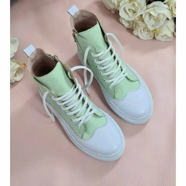 Sneakers de dama albi cu verde Anita