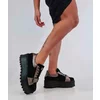 Sneakers platform din piele naturala neagra si bronz Basta