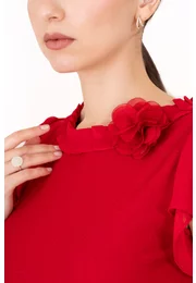 Bluza eleganta cu banda decorativa Burgundy Flower