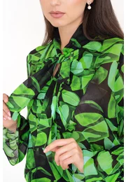 Bluza eleganta cu imprimeu verde abstract si jabou